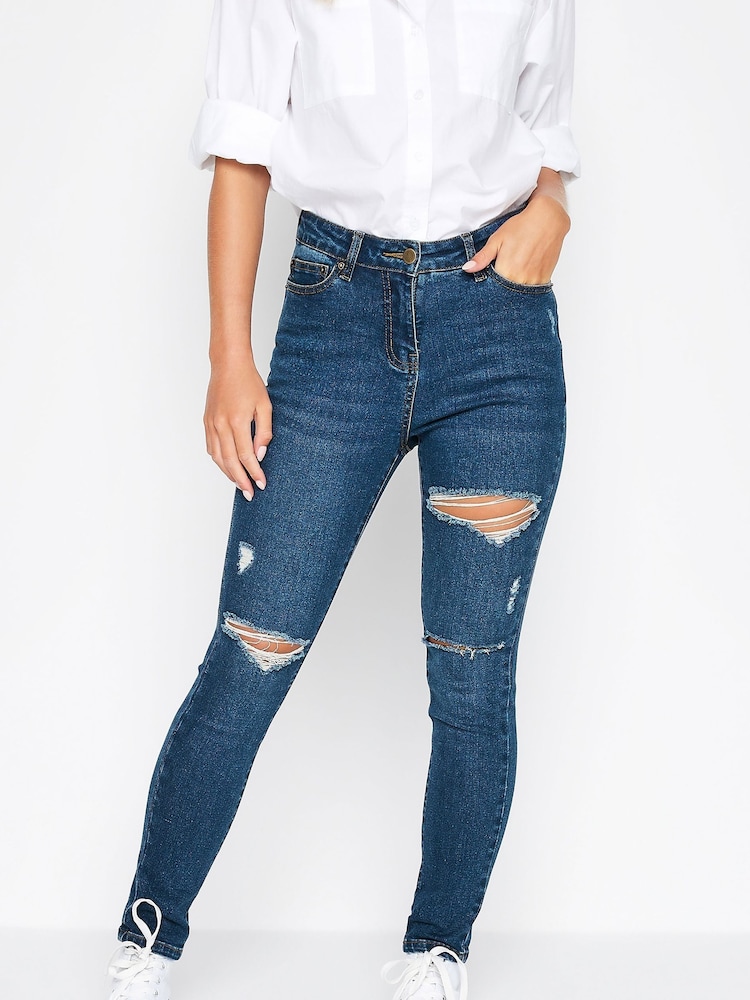 PixieGirl Petite Blue Distressed Stretch Skinny AVA Jeans - Image 2 of 4
