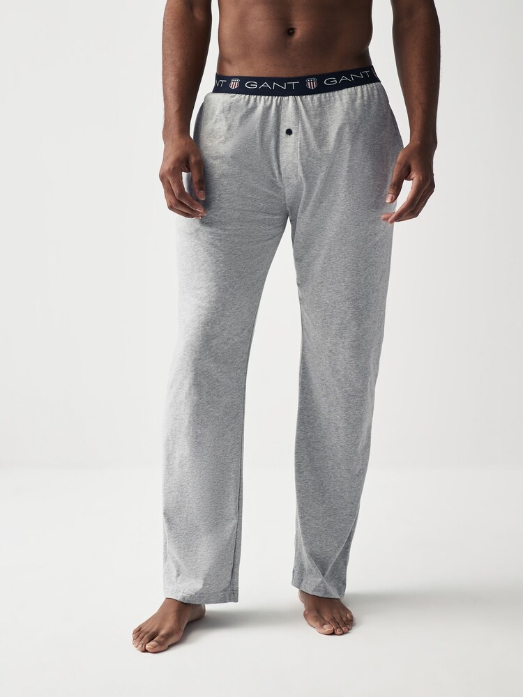 GANT Light Grey Melange Shield Pyjama 100% Cotton Joggers - Image 1 of 6