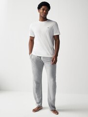 GANT Light Grey Melange Shield Pyjama 100% Cotton Joggers - Image 3 of 6
