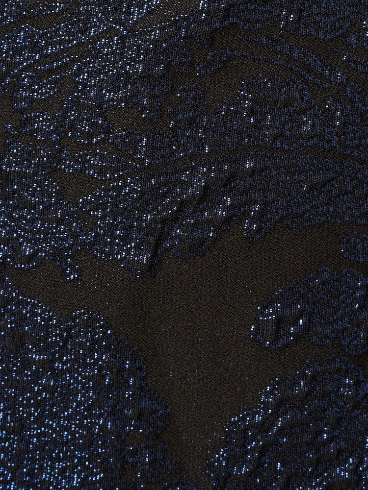 Adrianna Papell Blue A-Line Jacquard Dress - Image 6 of 6 Adrianna Papell Blue A-Line Jacquard Dress - Image 6 of 6