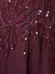 Adrianna Papell Purple Studio Petite Beaded V-Neck Long Dress - Image 3 of 6