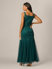 Adrianna Papell Green Studio Bead Mesh Long Dress - Image 2 of 6