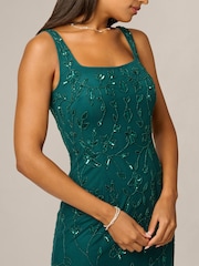 Adrianna Papell Green Studio Bead Mesh Long Dress - Image 5 of 6