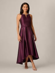 Adrianna Papell Purple Petite Mikado High Low Dress - Image 1 of 6