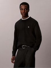 Calvin Klein Black Classic Cotton Monogram Jumper - Image 1 of 5