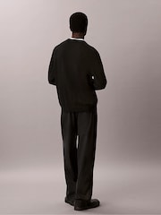 Calvin Klein Black Classic Cotton Monogram Jumper - Image 2 of 5