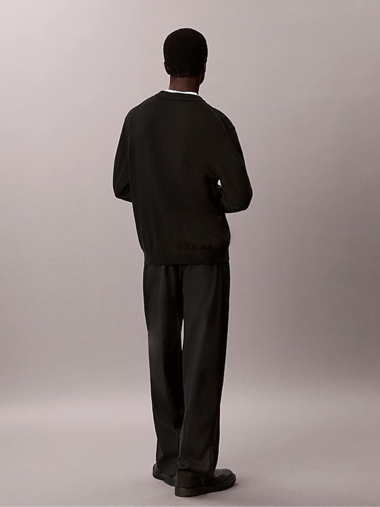 Calvin Klein Black Classic Cotton Monogram Jumper - Image 2 of 5 Calvin Klein Black Classic Cotton Monogram Jumper - Image 2 of 5