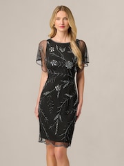 Adrianna Papell Black Studio Flutter Beaded Dress - Image 1 of 6