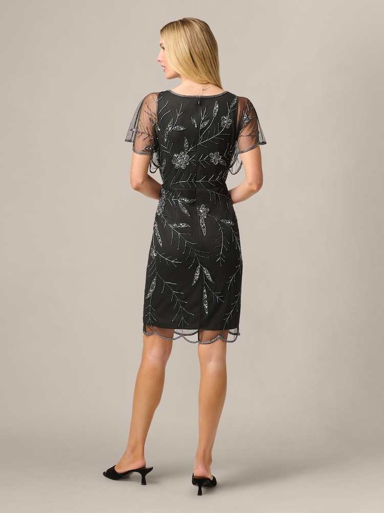 Adrianna Papell Black Studio Flutter Beaded Dress - Image 2 of 6 Adrianna Papell Black Studio Flutter Beaded Dress - Image 2 of 6