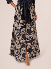 Adrianna Papell Blue Studio Shirt Jacquard Long Dress - Image 6 of 6