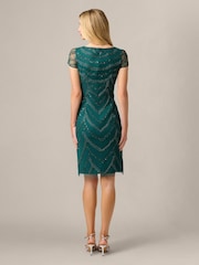 Adrianna Papell Green Beaded Cocktail Dress - Image 2 of 6