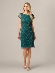 Adrianna Papell Green Beaded Cocktail Dress - Image 4 of 6