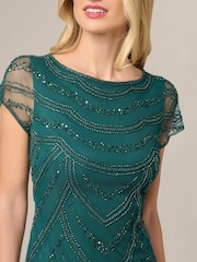 Adrianna Papell Green Beaded Cocktail Dress - Image 5 of 6