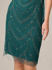 Adrianna Papell Green Beaded Cocktail Dress - Image 6 of 6