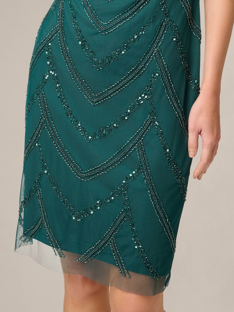 Adrianna Papell Green Beaded Cocktail Dress - Image 6 of 6 Adrianna Papell Green Beaded Cocktail Dress - Image 6 of 6