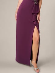 Adrianna Papell Purple Studio Off Shoulder Column Gown - Image 5 of 6
