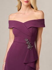 Adrianna Papell Purple Studio Off Shoulder Column Gown - Image 6 of 6