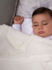 Cream Plush Knitted Blanket - Image 5 of 5