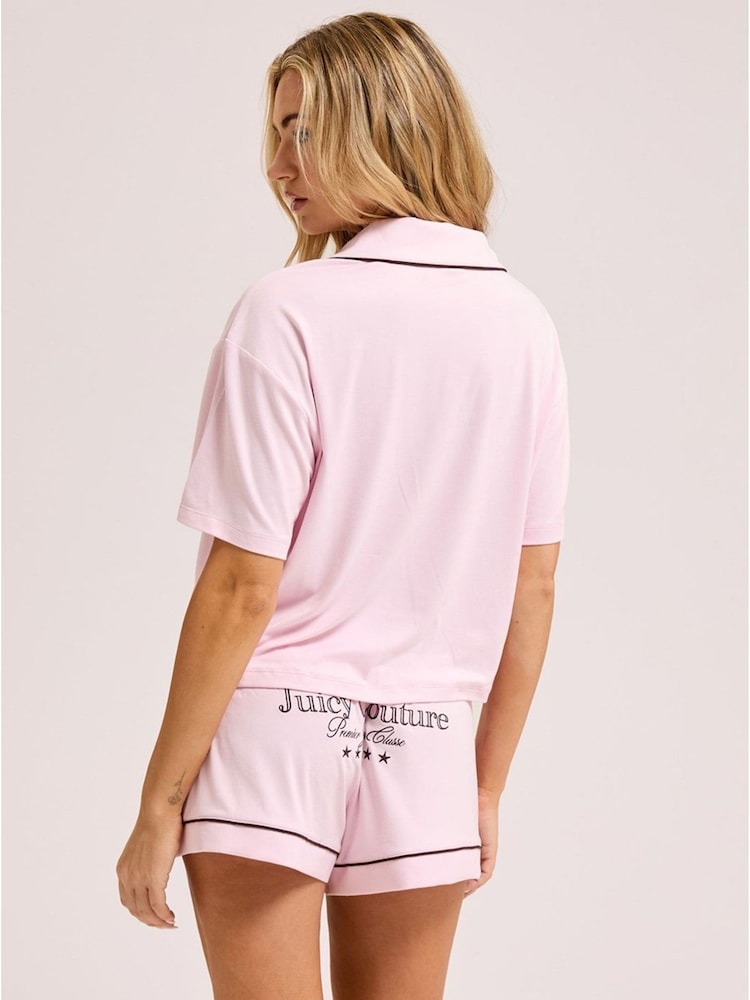 Juicy Couture Pink Chateau Couture Short Sleeve Pyjamas Set - Image 2 of 7 Juicy Couture Pink Chateau Couture Short Sleeve Pyjamas Set - Image 2 of 7