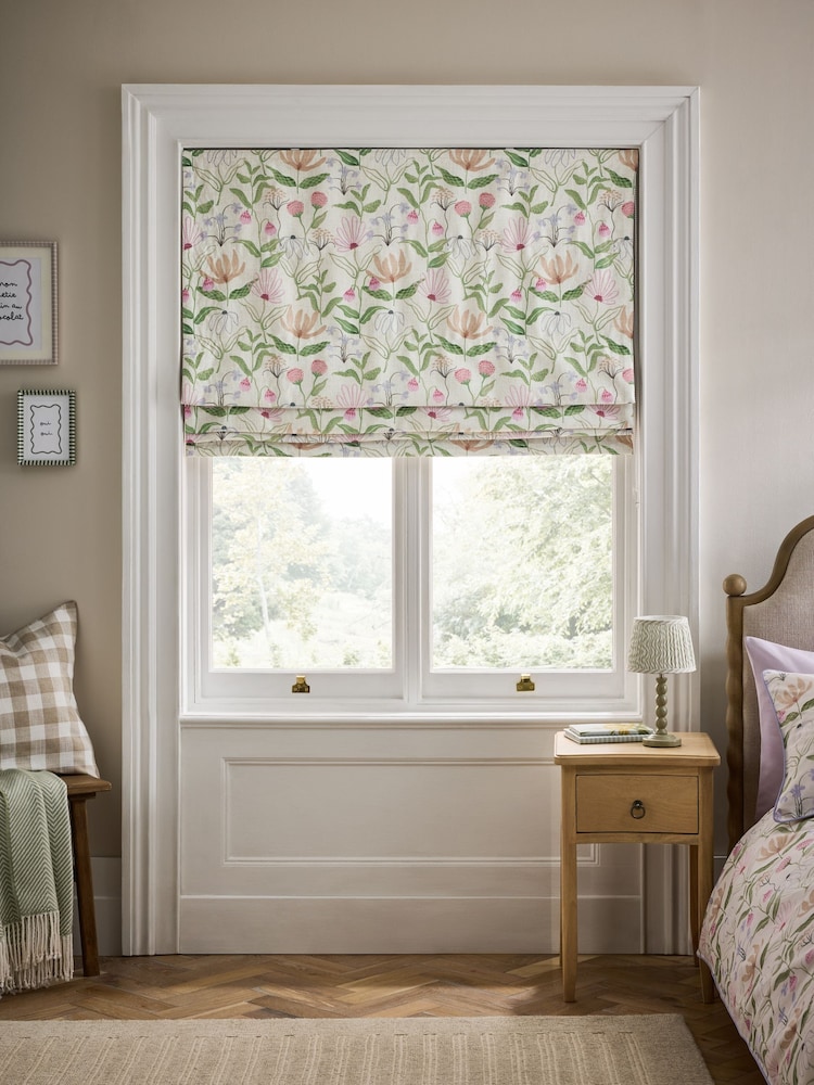 Multi Ready Made Blackout/Thermal Floral Print Roman Blinds - Image 1 of 8 Multi Ready Made Blackout/Thermal Floral Print Roman Blinds - Image 1 of 8