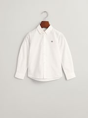 Белый - GANT Shield Logo Oxford 100% Cotton Shirt - Изображение 1 из 3