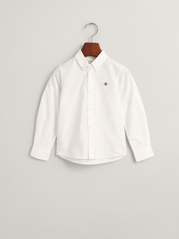 Белый - GANT Shield Logo Oxford 100% Cotton Shirt - Изображение 1 из 3