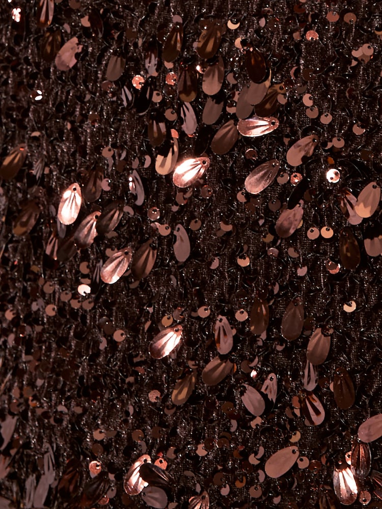 Lipsy Chocolate Brown Sequin V-Neck Vest - Image 5 of 5