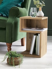 Light Bronx Oak Effect Shaped Side Table - Image 1 of 6