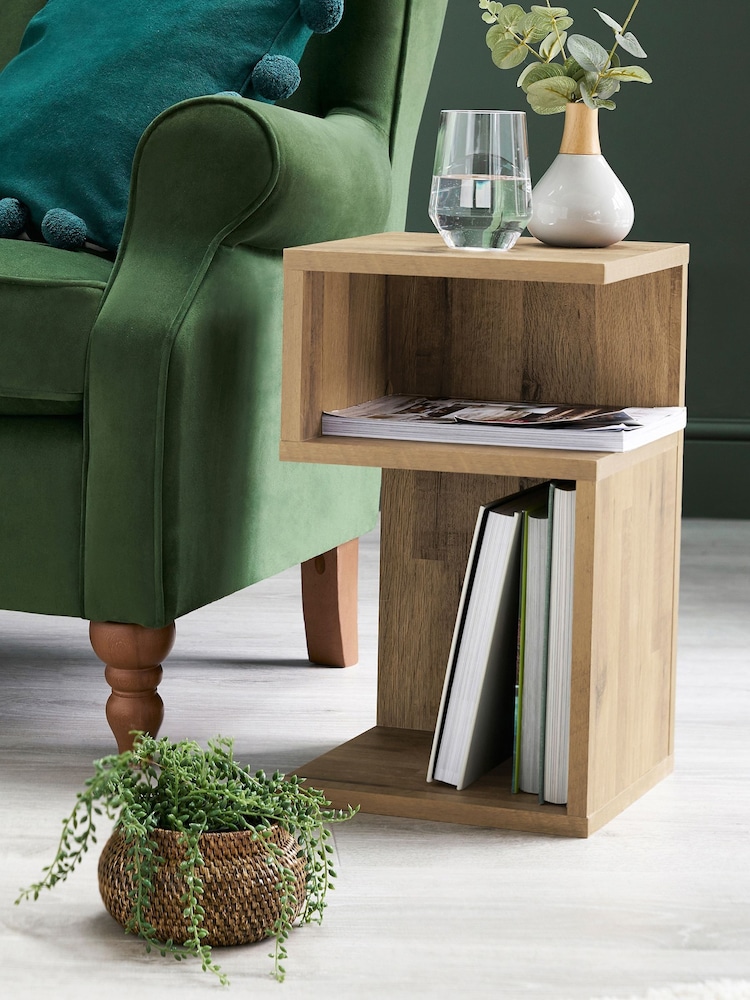 Light Bronx Oak Effect Shaped Side Table - Image 1 of 6