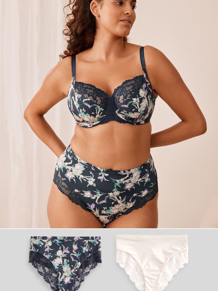 Marineblau geblümt/Creme - Slip mit Spitzenbesatz - Bild 2 von 9 Marineblau geblümt/Creme - Slip mit Spitzenbesatz - Bild 2 von 9