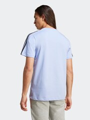 adidas Blue Essentials Single Jersey 3-Stripes 100% Cotton T-Shirt - Image 2 of 7