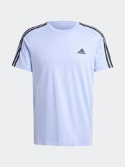 adidas Blue Essentials Single Jersey 3-Stripes 100% Cotton T-Shirt - Image 7 of 7