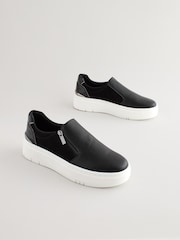 Black Forever Comfort Side Zip Metallic Detail Trainers - Image 3 of 8