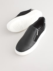 Black Forever Comfort Side Zip Metallic Detail Trainers - Image 6 of 8