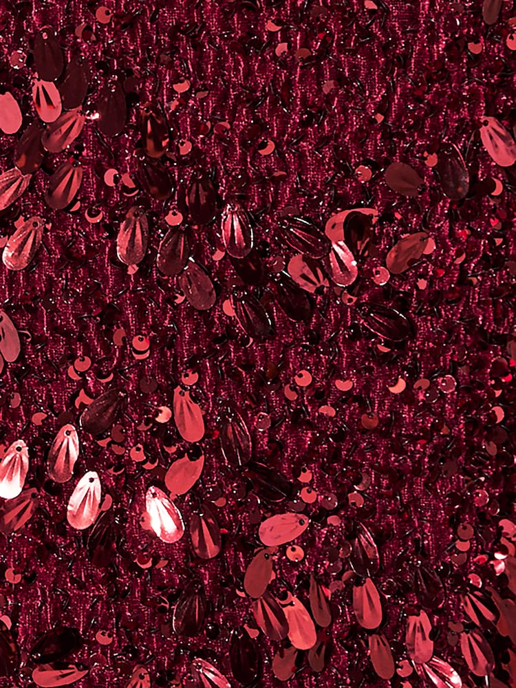 Lipsy Burgundy Red Sequin V-Neck Vest - Image 5 of 5