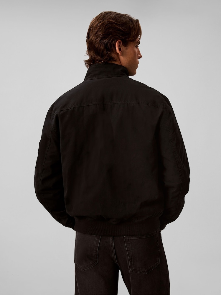 Calvin Klein Black Cotton Canvas Harrington Jacket - Image 2 of 6