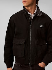 Calvin Klein Black Cotton Canvas Harrington Jacket - Image 4 of 6