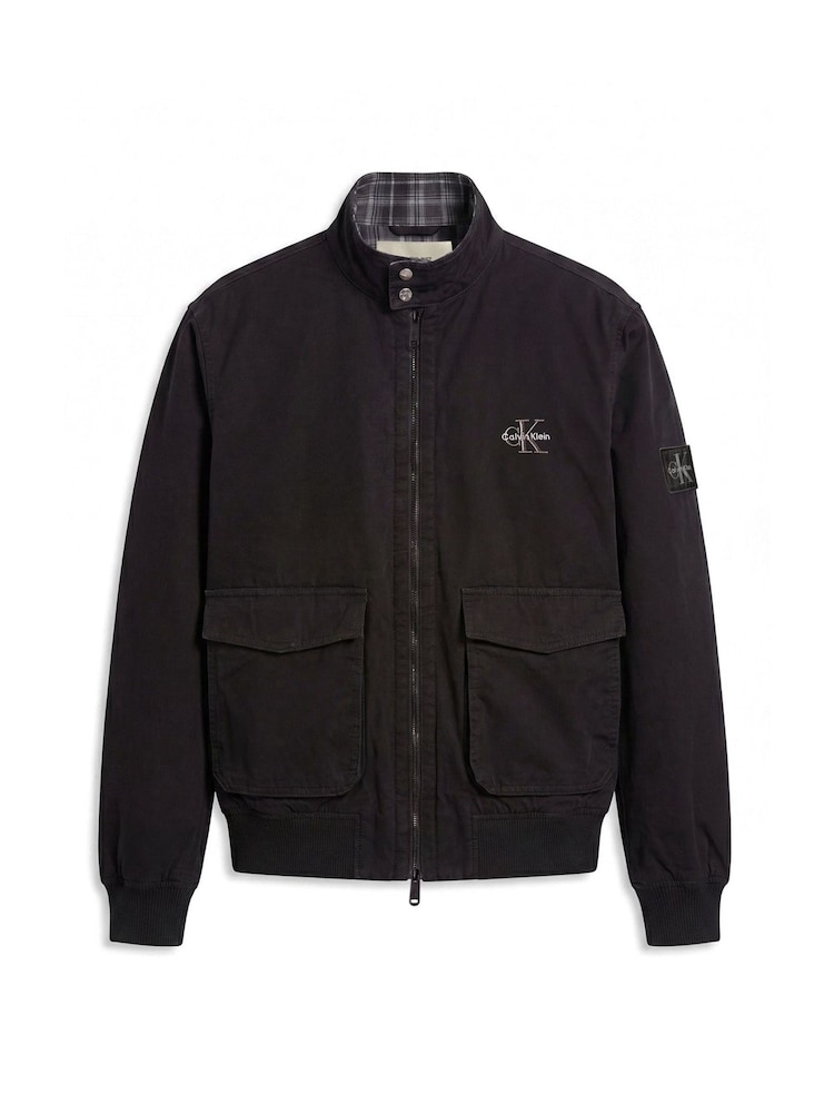 Calvin Klein Black Cotton Canvas Harrington Jacket - Image 6 of 6