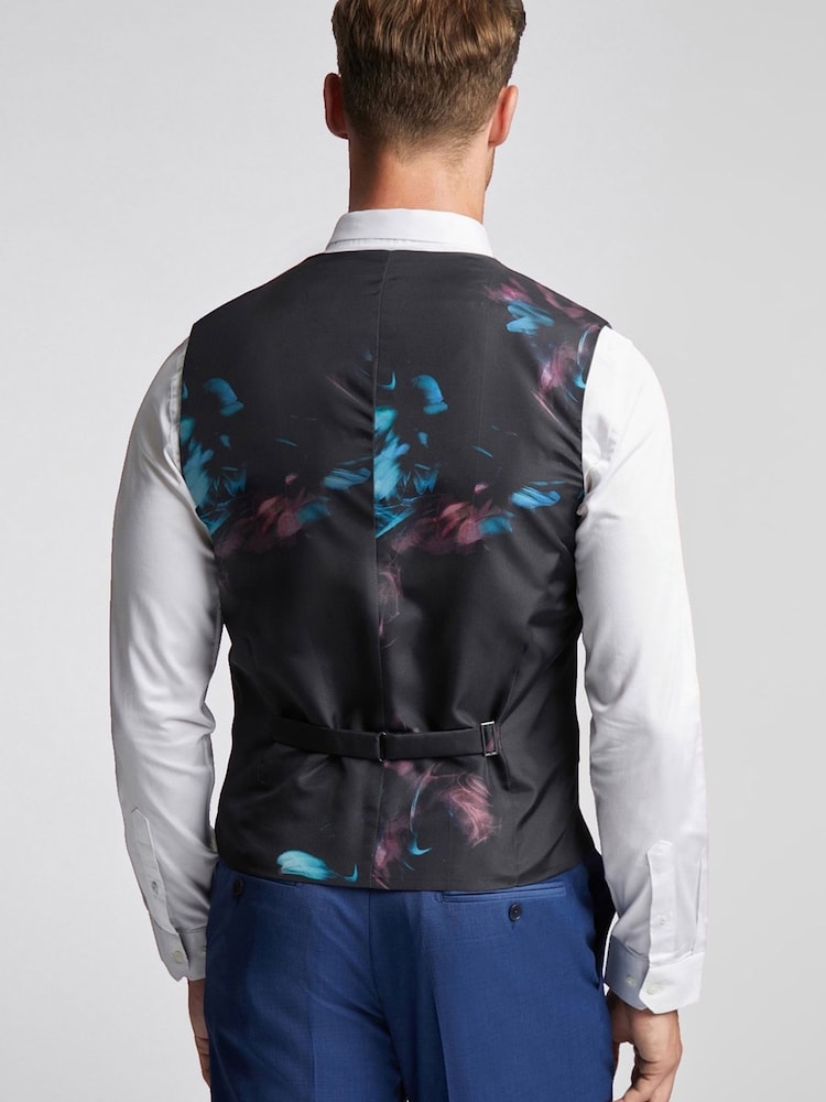 Ted Baker Tailoring Blue Slim Fit Cobalt Sharkskin Waistcoat - Image 2 of 3