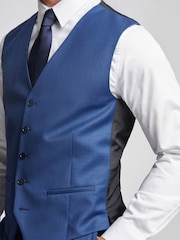 Ted Baker Tailoring Blue Slim Fit Cobalt Sharkskin Waistcoat - Image 3 of 3