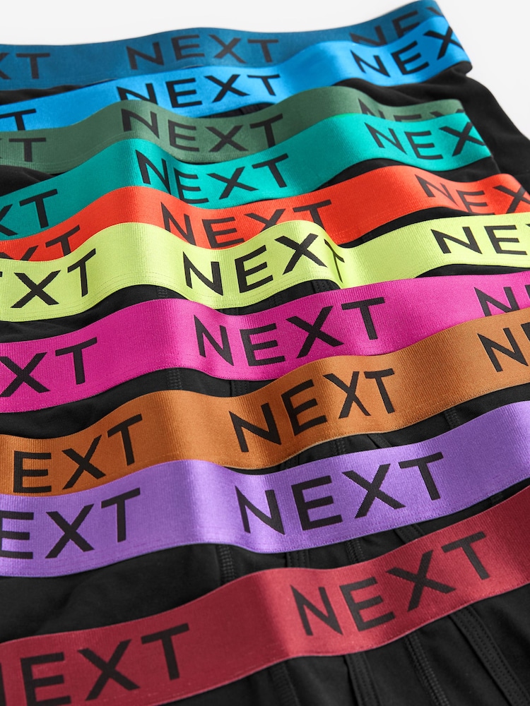 Black Bright Colour Metallic Waistband 10 pack A-Front Boxers - Image 13 of 13