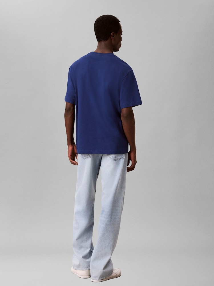 Calvin Klein Blue Short Sleeve Easy Monogram T-Shirt - Image 2 of 6 Calvin Klein Blue Short Sleeve Easy Monogram T-Shirt - Image 2 of 6