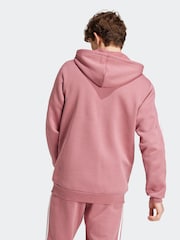 adidas Red Essentials Fleece 3 Stripes Zip Up Hoodie - Image 2 of 6