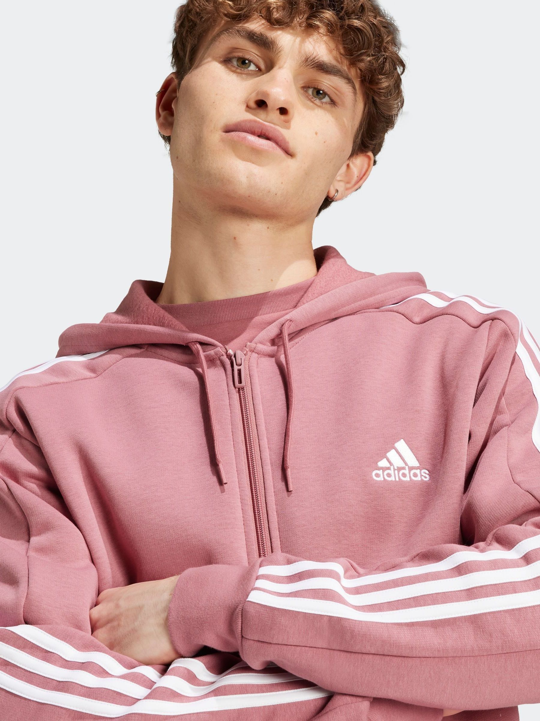 Pink adidas zip hoodie hot sale