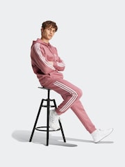adidas Red Essentials Fleece 3 Stripes Zip Up Hoodie - Image 4 of 6