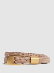 Reiss Blush Karla Leather Thin Belt - Image 1 of 4