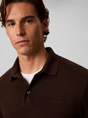 Grey - Calvin Klein Slim Cotton Long Sleeve Polo Shirt - Slika 4 od 6