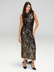 Lipsy Sequin Zebra Print High Neck Top - 图片4 / 7