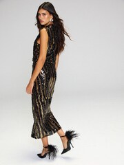 Lipsy Sequin Zebra Print High Neck Top - 图片5 / 7