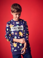Marineblå - Jul Pokémon License Crew Sweatshirt (3-16år) - Image 1 of 8